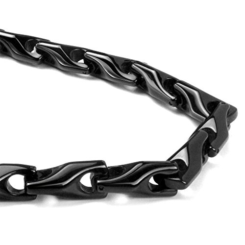 Black Tungsten Carbide Men's Wheat Link Necklace Chain