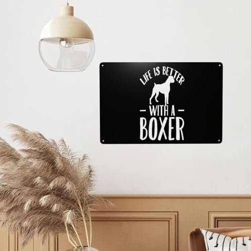 MSQWJDLXF Life Is Better With A Boxer Dog Station Nook Shop Signs Decor Hot Farmhouse Decorations Rustic Time Bar Kitchen Country