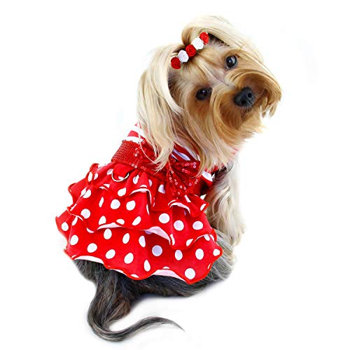Dog/Puppy Sundress/Party/Christmas/Holiday/Valentine's Day/Festive/Fancy/Formal Sparkling Bow Dress - X-Small #TOP18