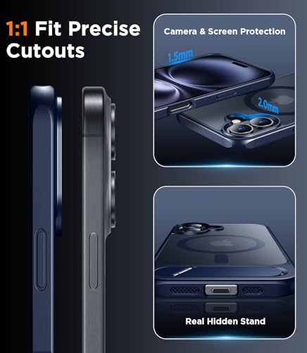 Image of Magnetic Compatible with iPhone 16 Plus Case, [Built-in Invisible Kickstand][Compatible with MagSafe] [Military Grade Shockproof] Slim Translucent Matte Phone Case for iPhone 16 Plus 6.7 inch
