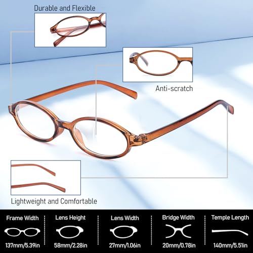 Image of SODQW Fashion Fake Glasses Oval Y2k Eyewear Frame Blue Light Non Prescription Glasses for Women Clear UV400 Lens