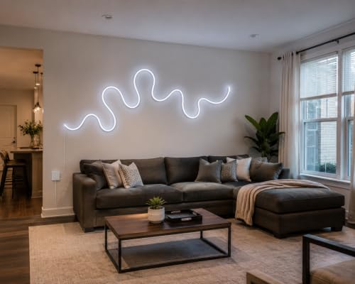 Image of 12V Cool White Neon LED Strip 16.4FT IP65 6500K Silicone Rope Light | 6500K Cool White Dotless Neon LED Strip; 16.4FT Flexible Silicone Housing, IP65 Rated, DC 12V【Adapter Not Included】