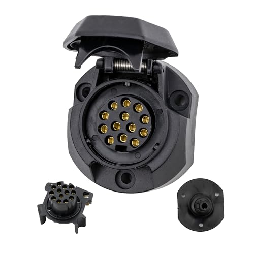 13+1 polige Steckdose, 1 Pack, Hartplastik-Gehäuse, mit Abschaltautomatik, 13 pol Steckdose nach ISO 11446 genormt, Steckanschluss für 12V Systeme, 13pol Buchse mit Klappdeckel, 13 pin Socket 13+1 polige Steckdose, 1 Pack, Hartplastik-Gehäuse, mit Abschaltautomatik, 13 pol Steckdose nach ISO 11446 genormt, Steckanschluss für 12V Systeme, 13pol Buchse mit Klappdeckel, 13 pin Socket