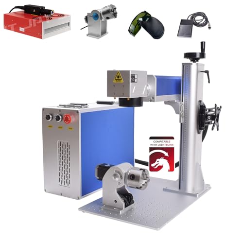 Oabduz US Stock 60W JPT MOPA Fiber Laser Marking Machine Jewelry Engraver 175x175mm with D80 Rotary Axis