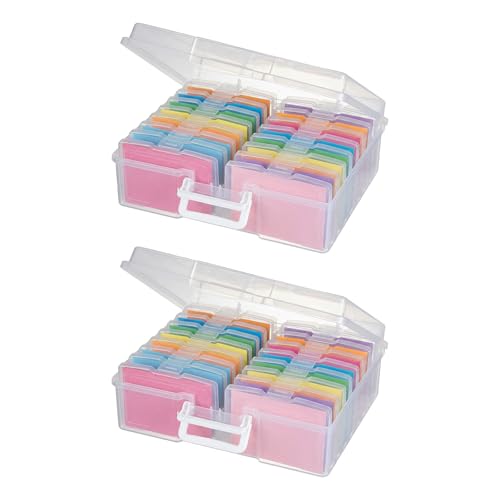 Image of novelinks Photo Storage Box and 16 Inner 4 inch x 6 inch Photo Storage Containers | 2Pack Clear, Photo Albums 4x6 Pictures, Photo Organizers and Storage, Card Game Storage, Task Boxes for Special Education