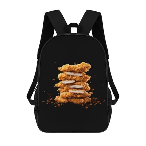 Tendies Chicken Tenders 17 Inch Backpack Classic Travel Daypack with Adjustable Shoulder Straps for Men Women