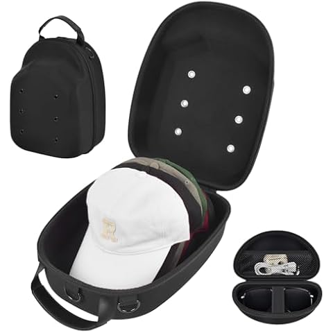 GWCASE Hat Travel Case Built-in Sunglasses Case - Hat Organizer for 8+ Baseball Caps with Multi-Carry Options, Adjustable Shoulder Straps, Leather Handle-Hat Case for Travel(Bag Only) Cover