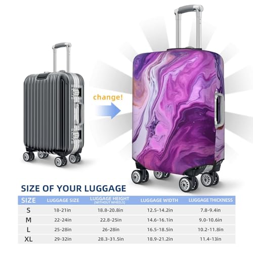 Travel Luggage Cover for Suitcase Elastic Suitcase Protector Marble Purple Colorful Suitcase Covers Washable Suitcase Protective Cover Dust-proof Luggage Covers Fit 18-32 Inch Luggage2