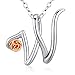 Produktbild W Buchstaben Alphabet Halskette Anhänger,Sterling Silber Halsketten Schmuck für Frauen, 18 Zoll Initial Personalized Cursive Script Charm Anhänger, Der Name der Liebe Geschenke für Frauen Damen