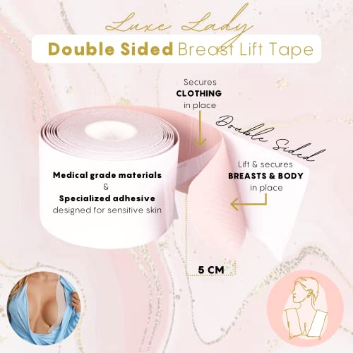 Luxe Lady Double Sided Boobtape + Nipple Covers | Double Sided Sticky Bra Alternative - Double Sided Boob Tape | Double Sided Body Tape for Clothes - Skin Safe | Double Sided Tape for Clothes - Thumbnail 2