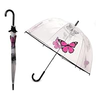 A2Z Ladies Clear Bubble Umbrella Transparent Dome Canopy Ultra Waterproof Wind Resist Soft Handle Hearts Butterfly Animal Sauage Dog Leopard Classic Umbrellas Heavy Rainfall Streets Walking Brolly