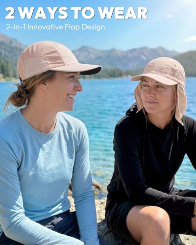 Image of Mens Sun Hat with Breathable Mesh Sun Hats for Men Sun Protection Fishing Hat with Neck Flap for Hiking Cycling