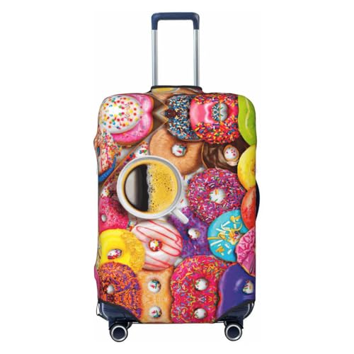 Coffee And Donuts Print Luggage Suitcase Cover Protector Luggage Washable Covers With Concealed Zipper