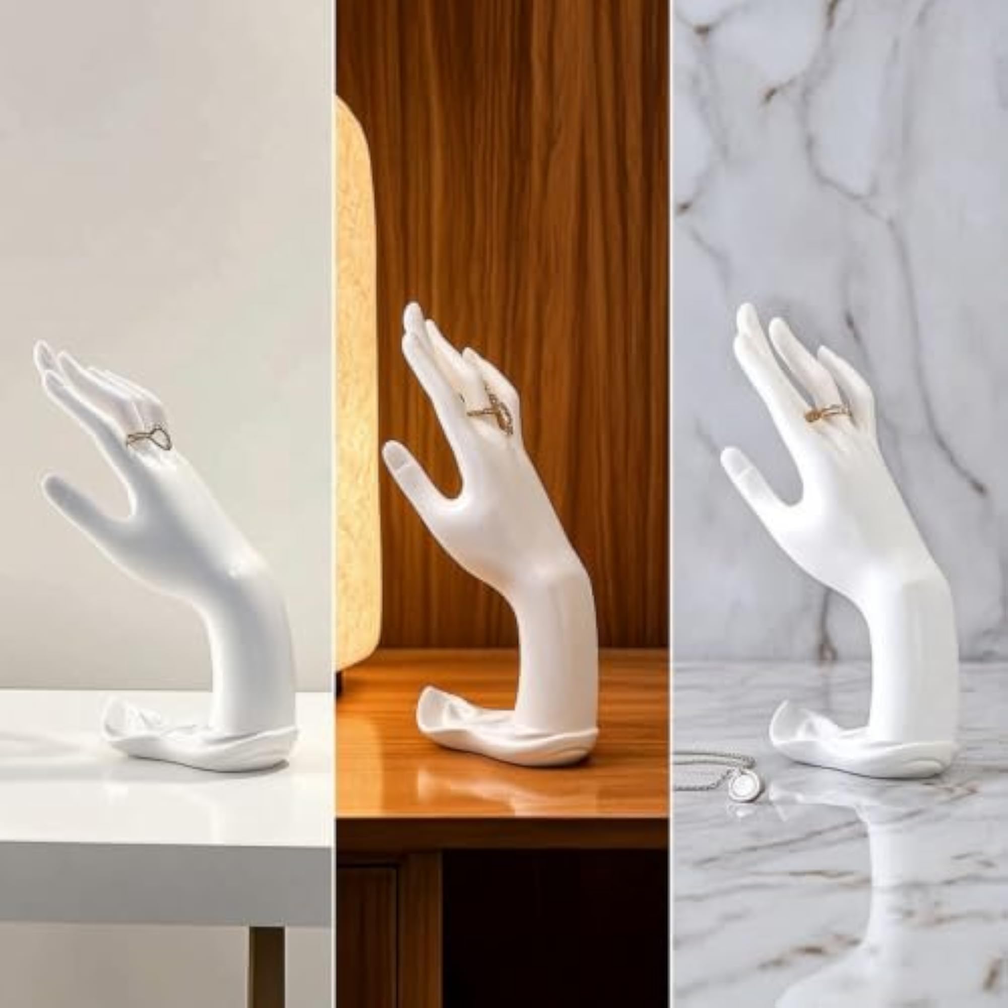 Sculptural Jewelry Display Holder with Hand, Compact Band Holder