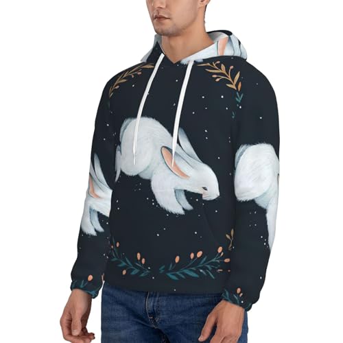 Pull à capuche en polaire pour hommes avec imprimé lapin - 3