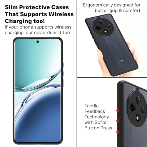 Image of RIGGEAR Shockproof Sleek Hybrid Armor Back Cover Case Compatible with Oppo F27 Pro Plus 5G (Clear PC + Black TPU Bumper)