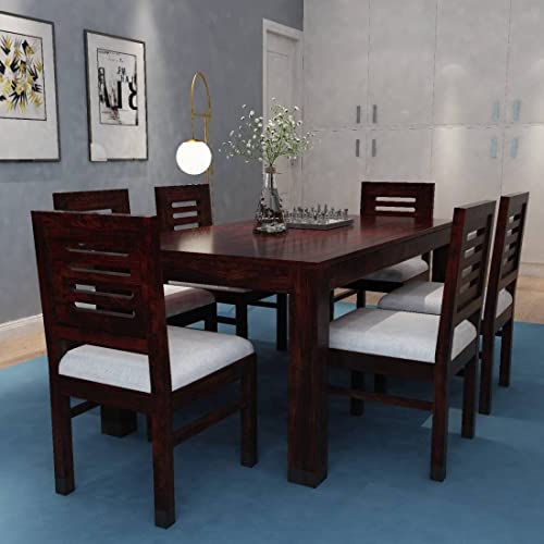 MoonWooden Solid Sheesham Wood 6 Seater Dining Table Set Dining T...