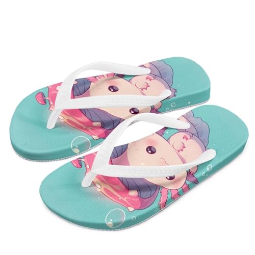 Neon Axolotl Print Little Girls Sandals Summer Flip Flops Causal Slip on Thong Sandals Kids Shower Shoes for Indoor Outdoor2