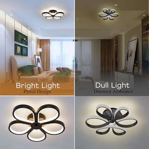 Image of Chandelier Light for Ceiling, 12-Inch 48W LED Flush Mounted Flower Light, Flicker Free, 3000K-6000K 3-Color Changing, Switch Control, Modern Light for Living Room & Bedroom 6 Months Warranty