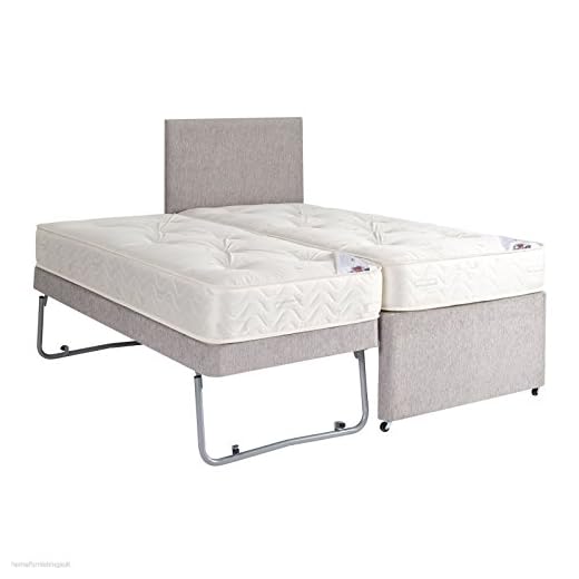 Home Furnishings UK Hf4you Pine Master Chenille Open Sprung Deep Quilted Guest Bed - 3FT Single - Brown - Matching Headboard