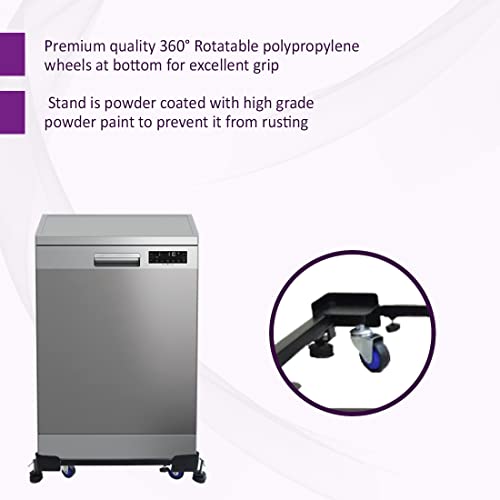 Image of Smart Shelter Washing Machine Trolley for Fully and Semi Automatic, Front or Top Load, Fridge and Dishwasher Stand, Adjustable Metal and Wheels, Capacity 170Kg, Black (Min:16.5 inchx19.5 inch,Max: 25 inchx32 inch)