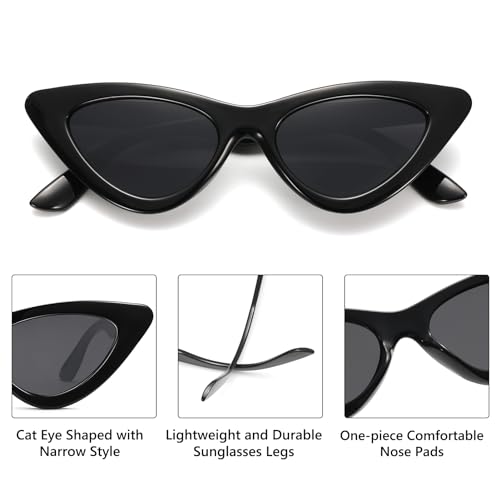LIKSMU Cat Eye Sunglasses for Women Vintage Retro Narrow Cateye Frame Trendy Sun Glasses4