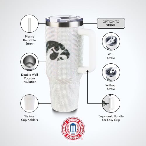 Image of The Memory Company Officially Licensed 40oz White Bling Game Day Tumbler, University of Iowa