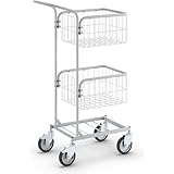 eurokraft | Bürowagen KOMPAKT | Gestellfarbe Silbergrau | 4 Lenkrollen | 2 mit Doppelstopp | Rad-Ø 125 mm