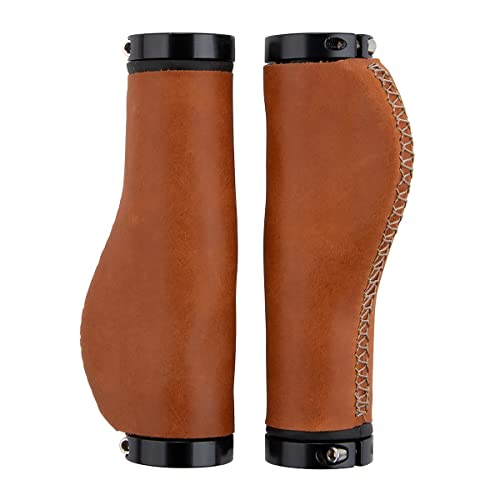 MidGard G-611 Fahrradgriffe für Lenker, Lenkergriffe aus braunes echtes...