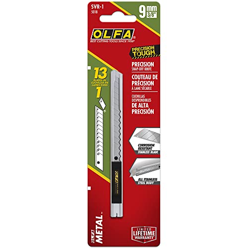Olfa 9Mm Stainless-Steel Utility Knife (Svr-2) - Multi-Purpose Retractable Precision Knife W/ Stainless-Steel Snap-Off Blade, Replacement Blades: Any Olfa 9Mm Blade #TOP4