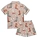 Pfrewn Silk Satin Pajamas Set Cowboy Boots Wild West Fashion-1 Button Down Sleepwear Loungewear 5-6Y Multi