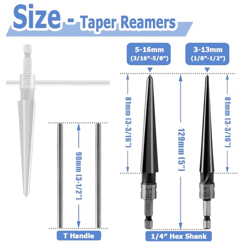 Mesee 2 Pieces T-Handle Taper Reamer Set - Image 2