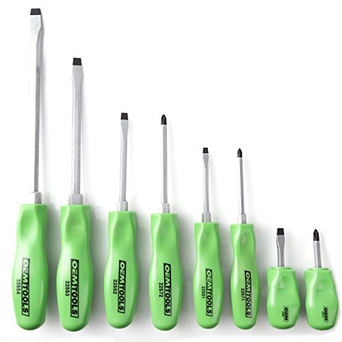 Oemtools 23999 Mechanic's Screwdriver Set, 8 Piece | 8 Commonly Used Slotted Flathead & Phillips Screwdrivers | Auto Mechanic & Technician, & Homeowner Tools | Alloy Steel #TOP1
