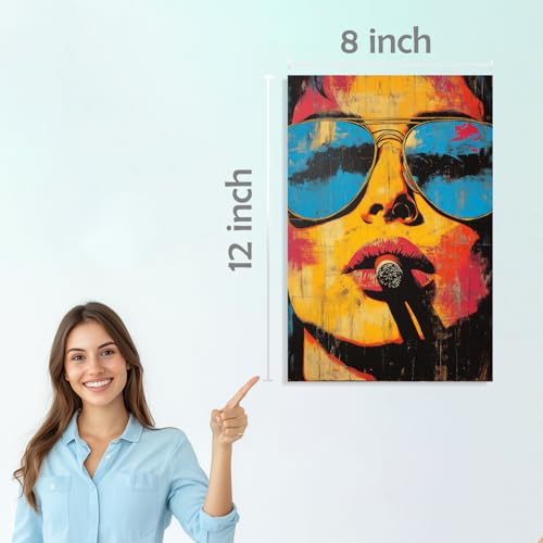 Image of SiddArtify Modern Pop Art Wall Art Prints Set - Woman Smoking Cigar Poster Decor for Living Room Bedroom Office - 8x12 inch Board Pack of 6