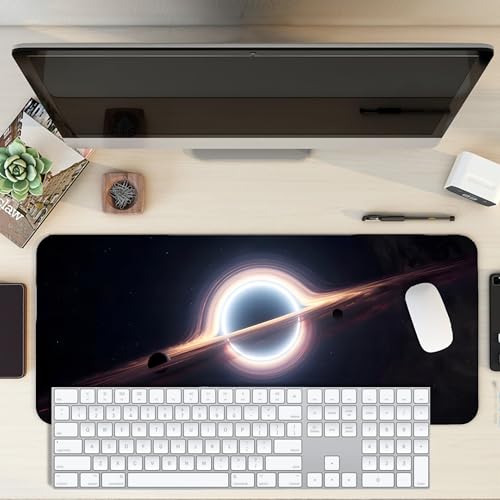 Image of Black Hole Combo XL Extended Gaming Mouse Pad | XXL Large Desk Mat 60x30cm for Laptop & PC | Non-Slip Rubber Base, Waterproof, Durable & Smooth Surface | Office, Gaming & Study, asthetic