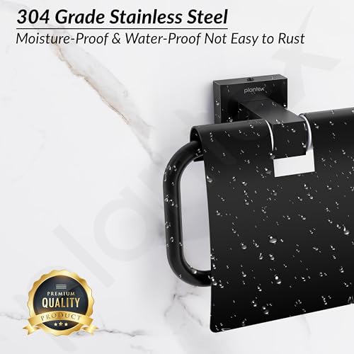 Image of Plantex 304 Grade Stainless Toilet Paper Holder /Toilet Roll Holder /Bathroom Toilet Paper Holder /Bathroom Accessories - Splash (Black)