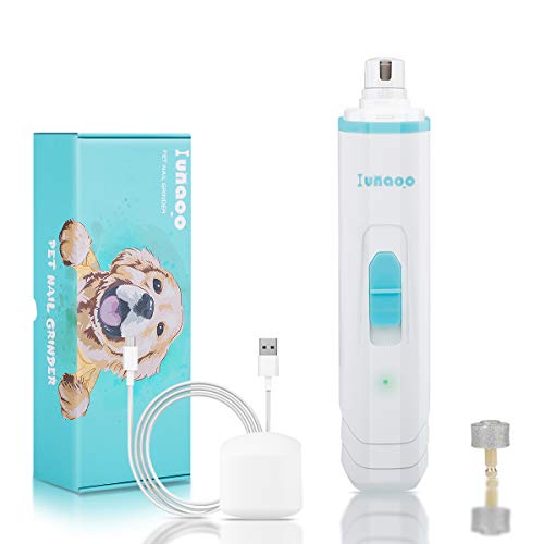 lunaoo Lime à Ongle pour Chat Chien, Coupe Ongle Chien Electrique Ultra Silencieuse, 2 Vitesses Rechargeable Broyeur à Ongle Chien Lime Griffes Chien avec 2 Meules, Coupe Griffes Chat Professionnel.