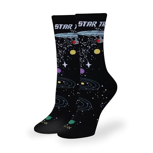 Cool Socks – Star Trek Space Travel – Novelty Crew Socks – Unisex Crew Socks Large – Officially Licensed TV Design