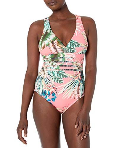 Image of La Blanca Women's Island Goddess Deep-V Strappy Back Mio One Piece Swimsuit with Tummy Toner