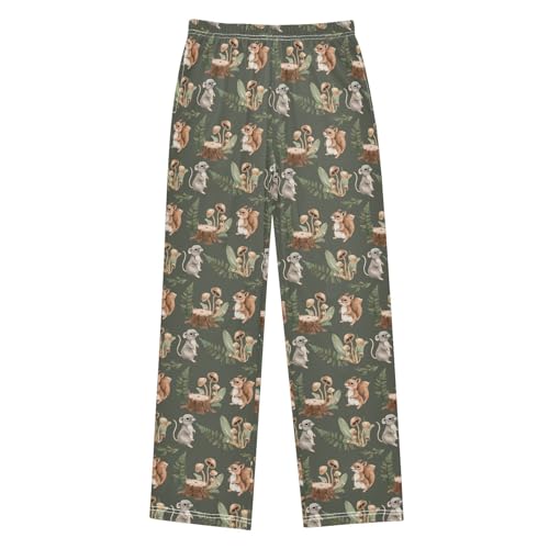 ZZXXB Squirrel Mushroom Leaves Boys Long Pants Soft Trousers Elastic Waist Kids Lounge Bottoms with Pockets S-XL