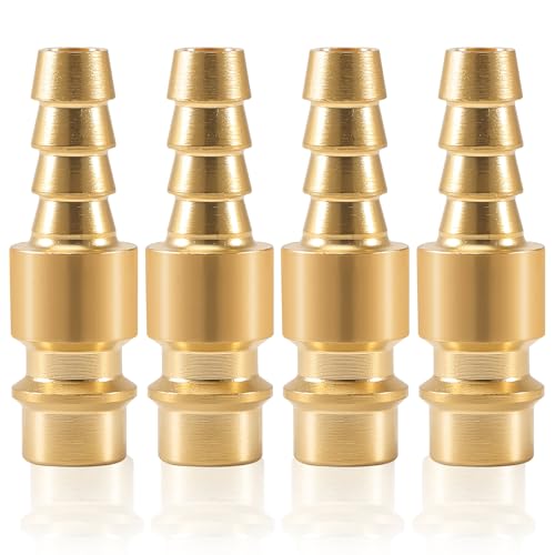ASOFTY 4 Stück Druckluftkupplung, NW 7,2 Messing Druckluft Stecknippel, Druckluftanschluss Zubehör, Druckluft Schnellkupplung (6mm)