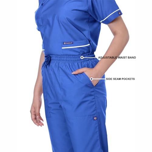 Image of Women's 5-Pocket Scrub Suit | Set of Top & Pant | Half Sleeves | Mandarin Collar | Breathable Polyviscose Fabric | Comfortable | Durable | Uniform for Doctors Nurse & Dentist RB 5XL
