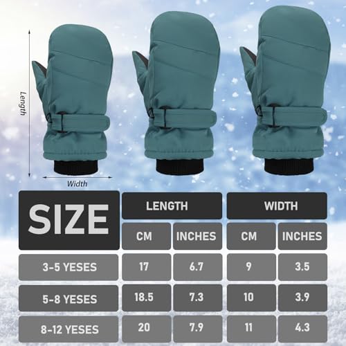 Image of Geyoga 4 Pairs Kids Mittens Waterproof Ski Gloves Boys Girl Warm Snow Winter Mittens for Kids Toddler Outdoor Activities
