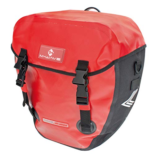 M-Wave Men's Alberta Pannier Bag, 100% Waterproof, Approx. 2X 20 litres-Red