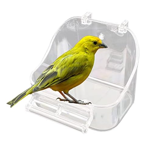 Bird Bath for Cage- Multi-functional Bird Bath Tub Hanging Parrot Bathtub Shower Box Food Feeder Cage Accessory for Small Birds Canary Budgies Parrots Cockatiel Lovebird Hamster (Transparent) Cover