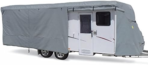 Summates Travel Trailer Cover RV Cover,Color Gray, 4 Layer Polypropylene Fabric for Whole Cover, fits Most Sizes (Fits 22-24ft Travel Trailer, Gray)