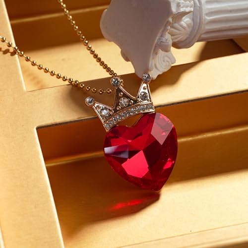 Evie Red Heart Necklace Descendant Costume Queen of Hearts Princess Halloween Jewelry for Valentine's Gift2