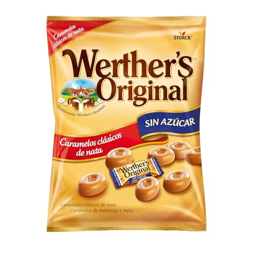 Werther's Original - Caramelos toffee de mantequilla y nata sin azúcar, 90g x 12 unidades