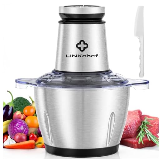 LINKChef Food Processor Small, 10 Cup Food Chopper with Container, 2.3L 600W Electric Meat Grinder for Home Use, Stainless Steel Mini Food Processor for Kitchen, Vegetable, Onion, Garlic, Salad