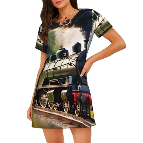 Chemise de nuit petit train à manches courtes idéale pour l'été